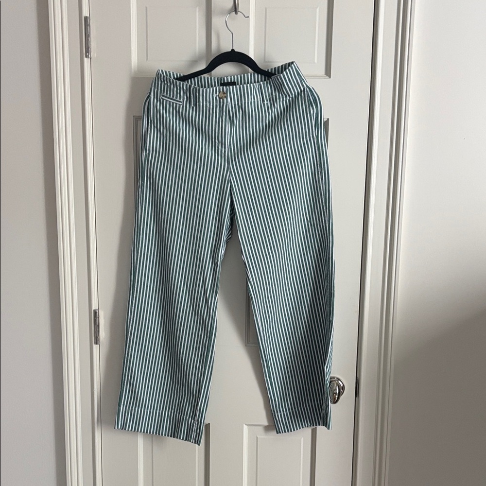 Talbots womens Green and White Striped Chinos